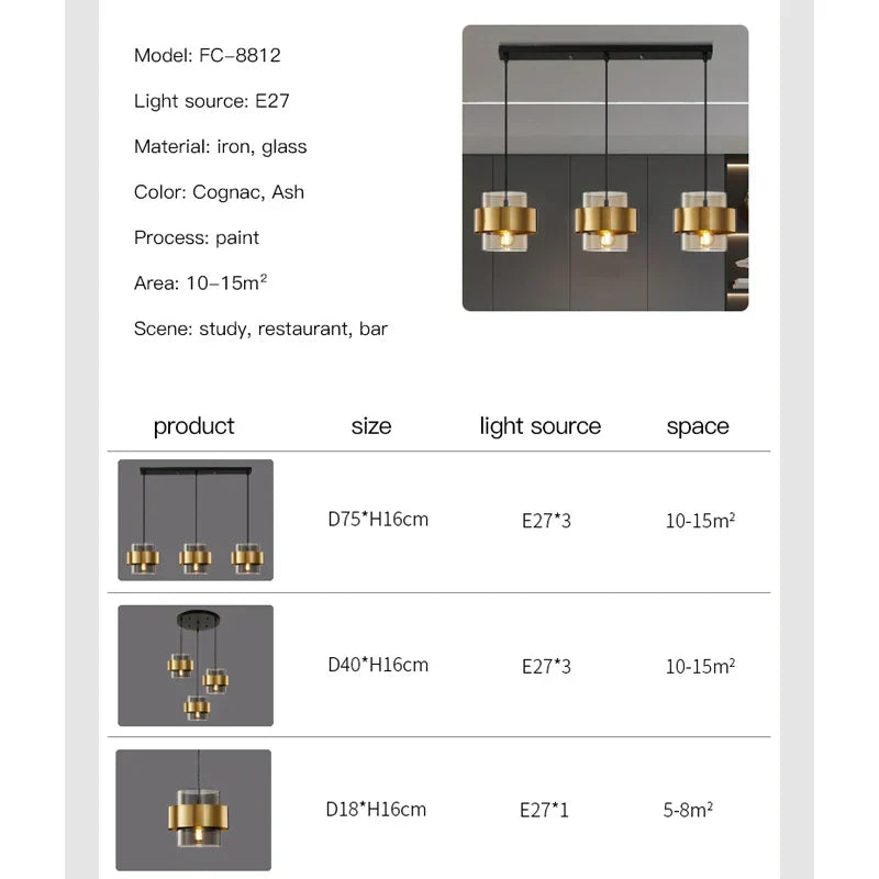 Aurelia Noir Brass Glass Chandelier With Smoke Glass Shades