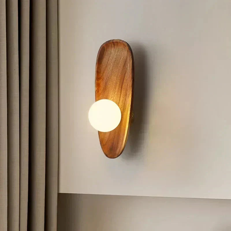 Kirrea Wood Wall Sconce With Frosted Glass LED Up Down Light