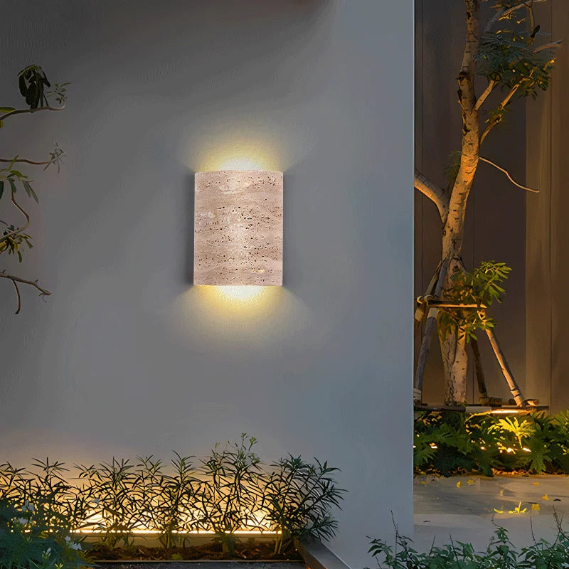 Lustra Yellow Travertine Wall Mounted Sconce With LED Light