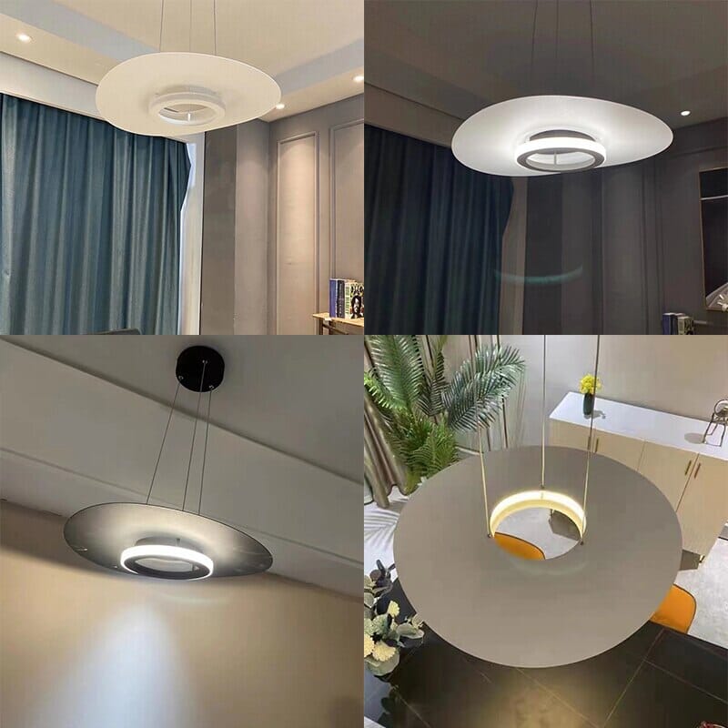 NovaLume LED Round Aluminum Pendant Light With Glass Shades