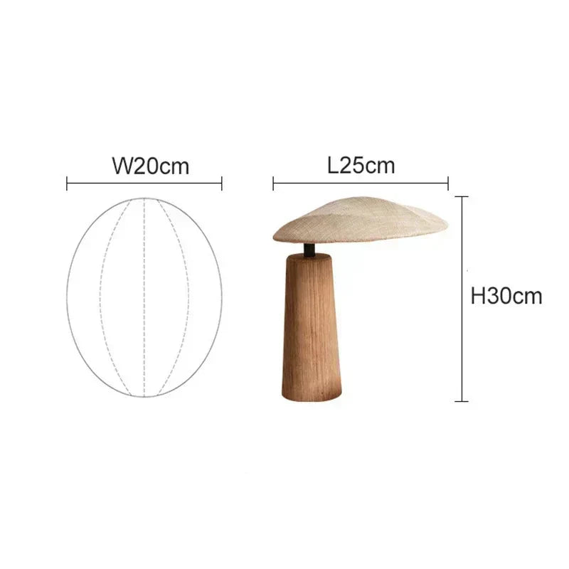 Aeron LED Table Lamp With Wood And Cloth Shade E27 Included