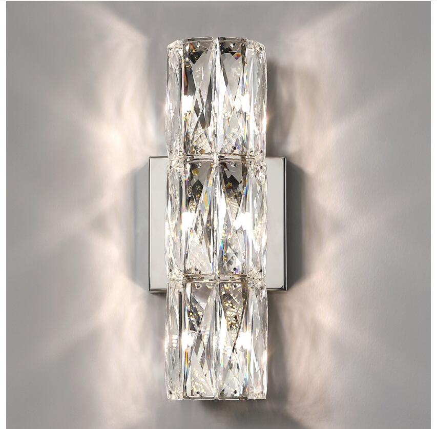 AstraLume Crystal Wall Light With Stainless Steel Base