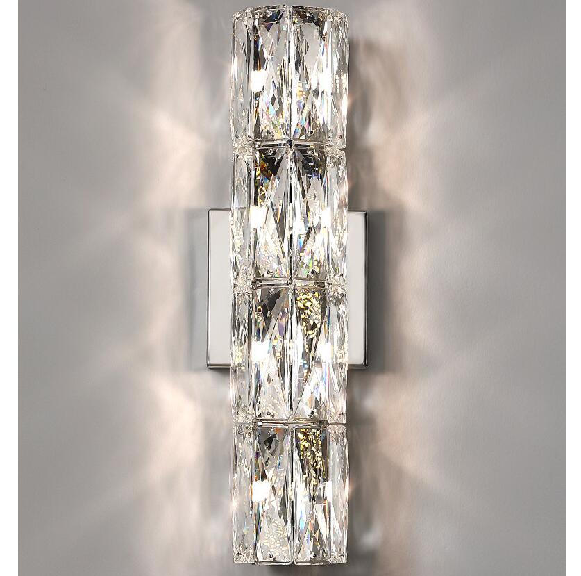 AstraLume Crystal Wall Light With Stainless Steel Base