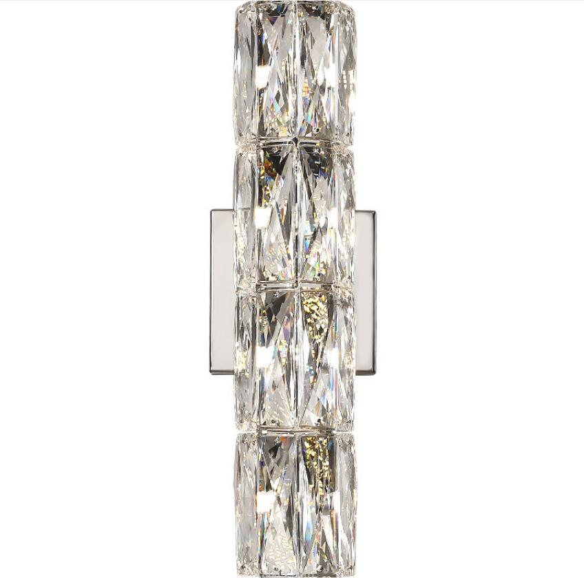 AstraLume Crystal Wall Light With Stainless Steel Base