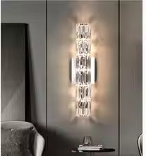 AstraLume Crystal Wall Light With Stainless Steel Base