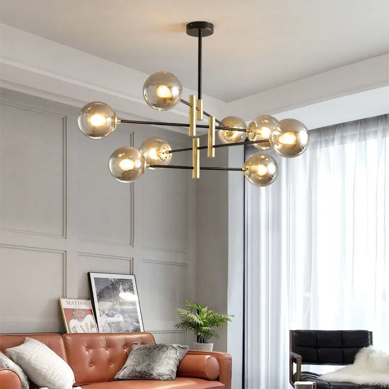 Auralis Chandelier Black and Gold Adjustable Ceiling Light