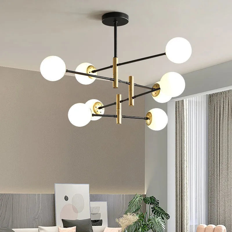 Auralis Chandelier Black and Gold Adjustable Ceiling Light