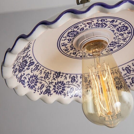 Pendelleuchte im Azulejo-Stil mit enthaltenem LED-Lampe