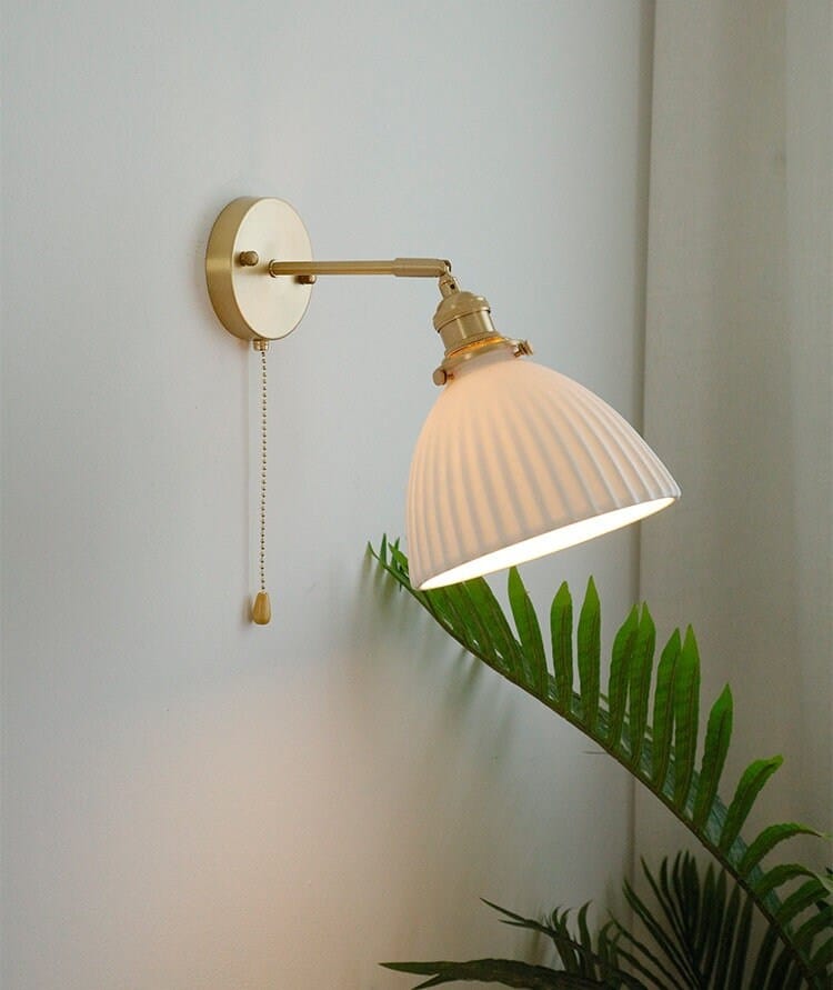 Astraea Ceramic Wall Light | Pleated Cup Shade Bulb Included