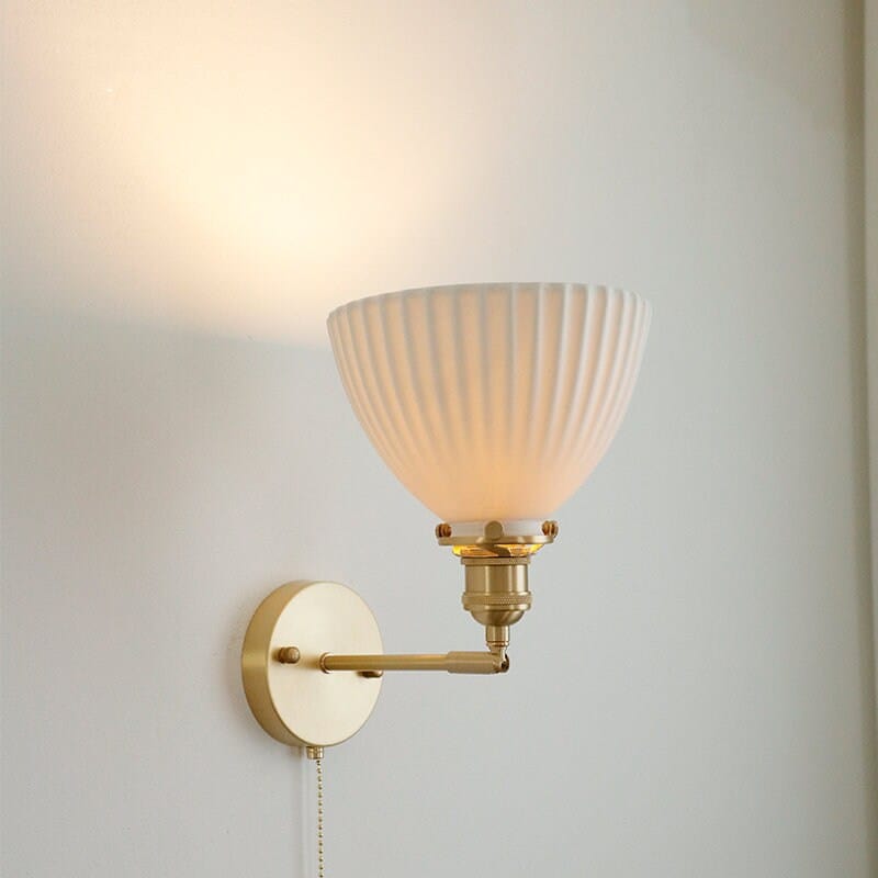 Astraea Ceramic Wall Light | Pleated Cup Shade Bulb Included