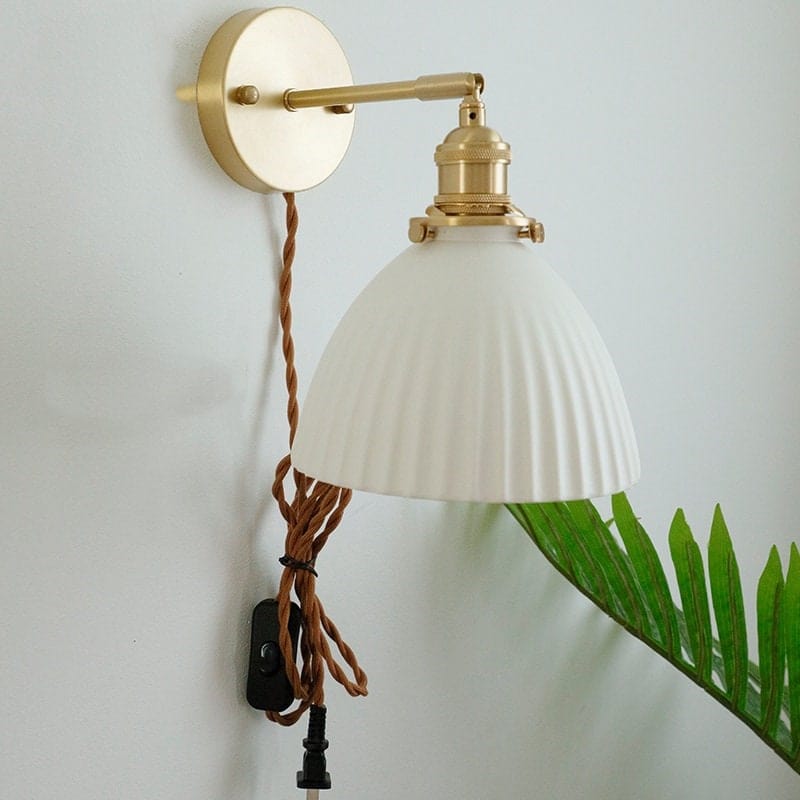 Astraea Ceramic Wall Light | Pleated Cup Shade Bulb Included