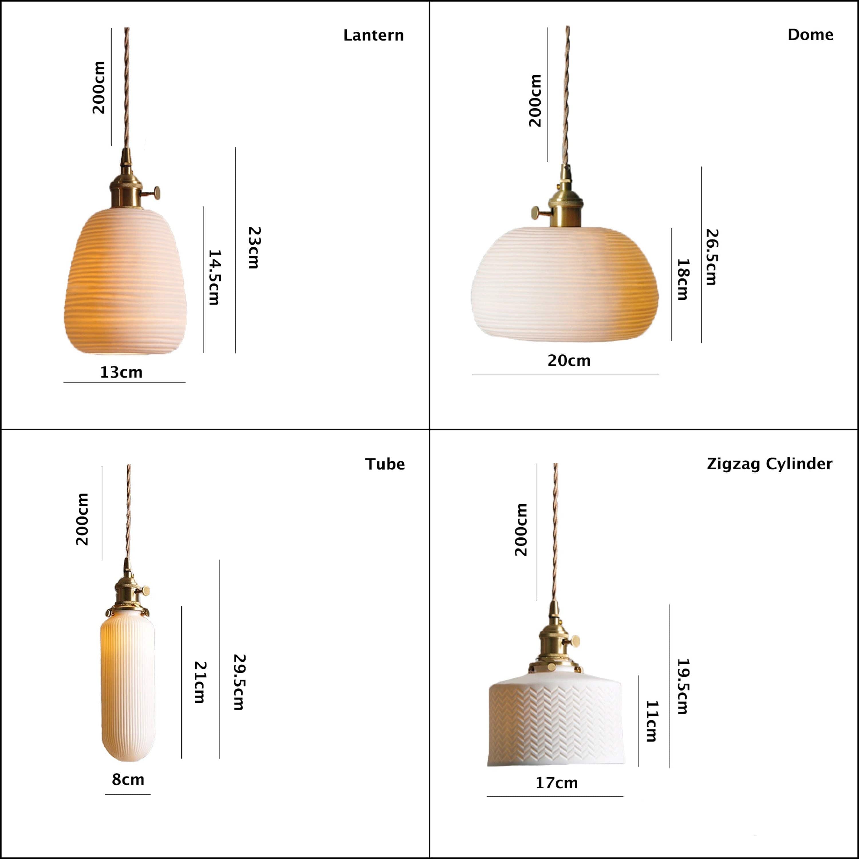 Japanese Short Cylinder Ribbed Ceramic LED Pendant Light