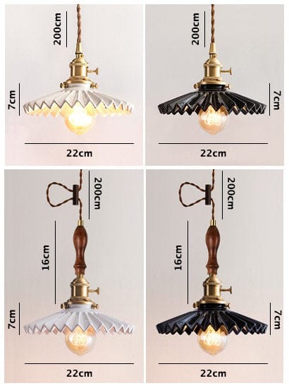 Aurela Glazed Ceramic Tutu Pendant Light in Art Deco Style with LED Bulb Included