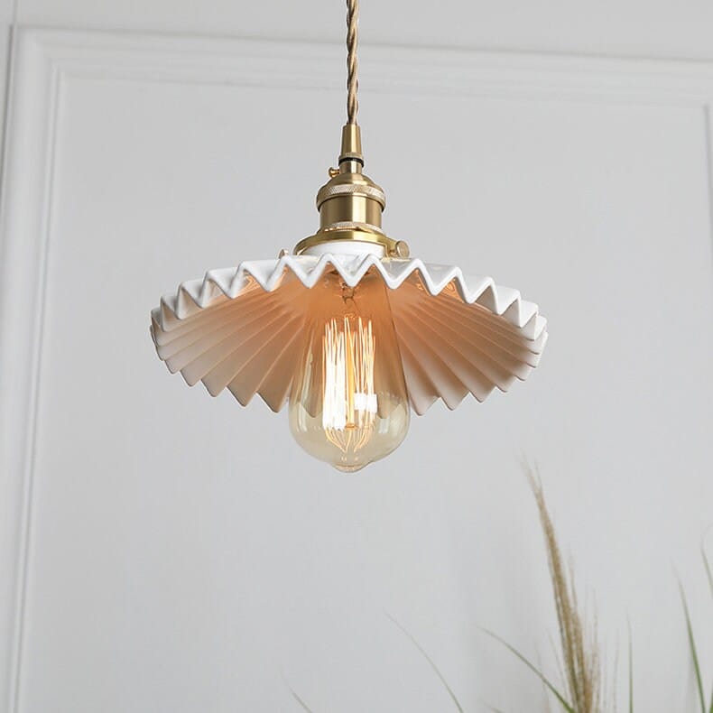 Aurela Glazed Ceramic Tutu Pendant Light in Art Deco Style with LED Bulb Included