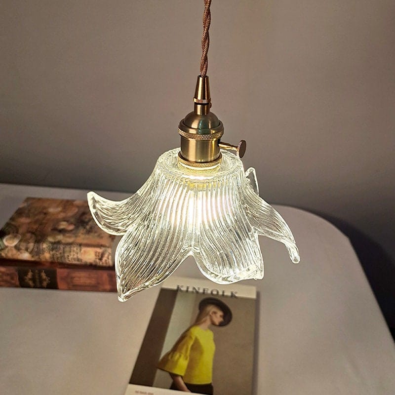 Vesper Glass Lily Pendant | Vintage Art Nouveau Light With Bulb Included