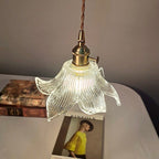 Vesper Glass Lily Pendant | Vintage Art Nouveau Light With Bulb Included