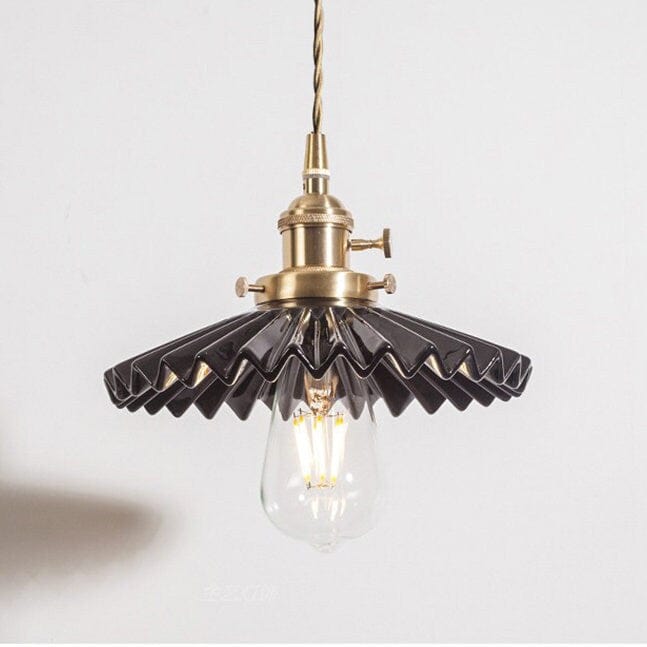 Aurela Glazed Ceramic Tutu Pendant Light in Art Deco Style with LED Bulb Included