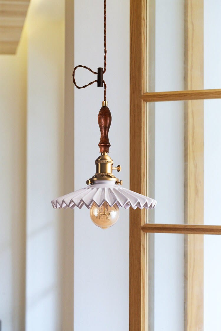 Aurela Glazed Ceramic Tutu Pendant Light in Art Deco Style with LED Bulb Included