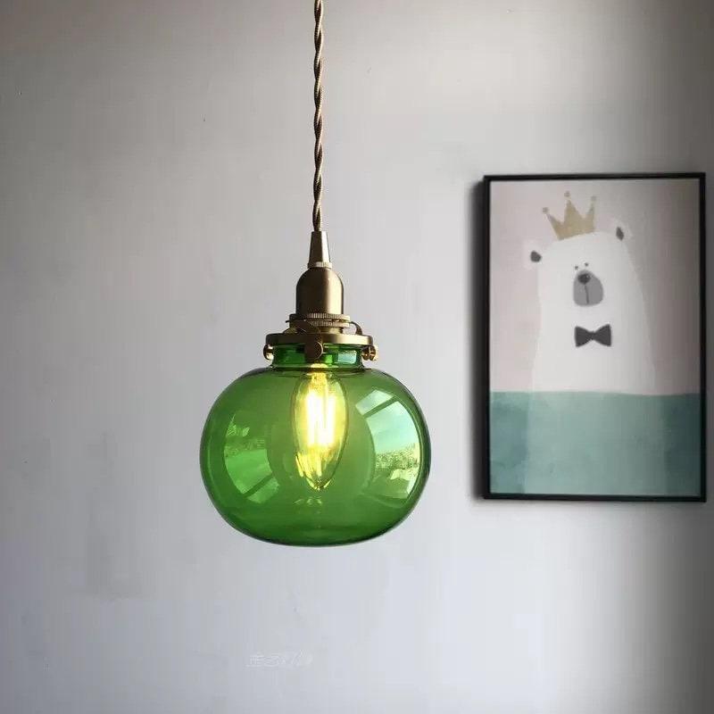 Aurora Glas Vintage Kugel Pendelleuchte mit LED-Birne