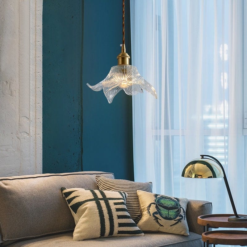 Vesper Glass Lily Pendant | Vintage Art Nouveau Light With Bulb Included