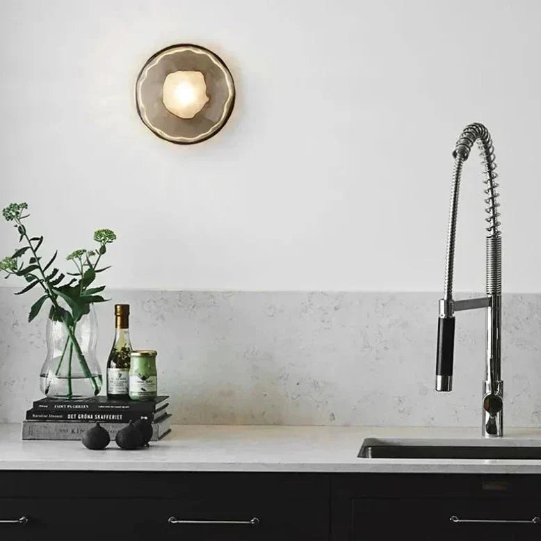 Aurelia Glow Wall Sconce Collection In Wrought Iron And Glass