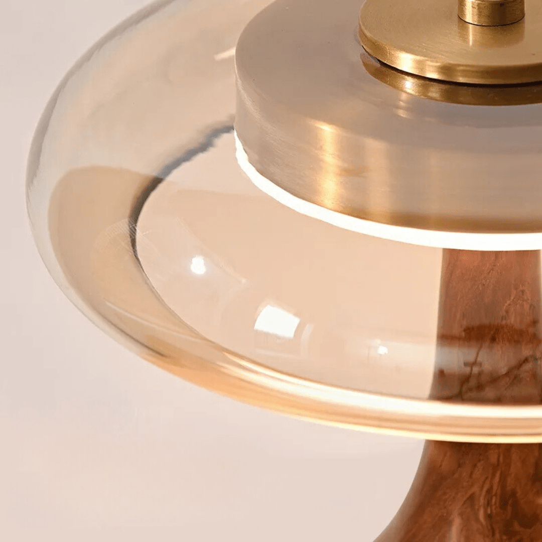 Lunara Table Lamp Collection 12W LED Brass Glass Ash Wood By Vrimlie