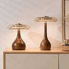 Lunara Table Lamp Collection 12W LED Brass Glass Ash Wood By Vrimlie
