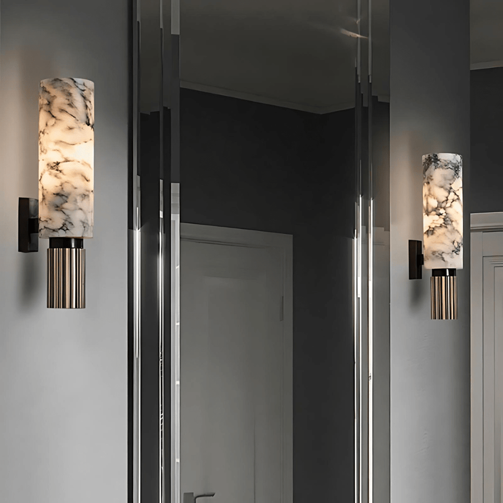 Verona Marble Copper Wall Light With LED Downward Shade By Astrae