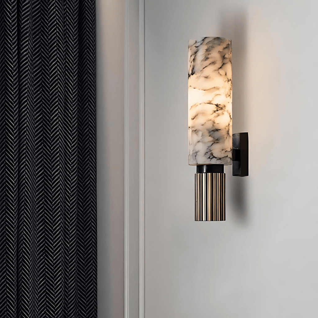 Verona Marble Copper Wall Light With LED Downward Shade By Astrae