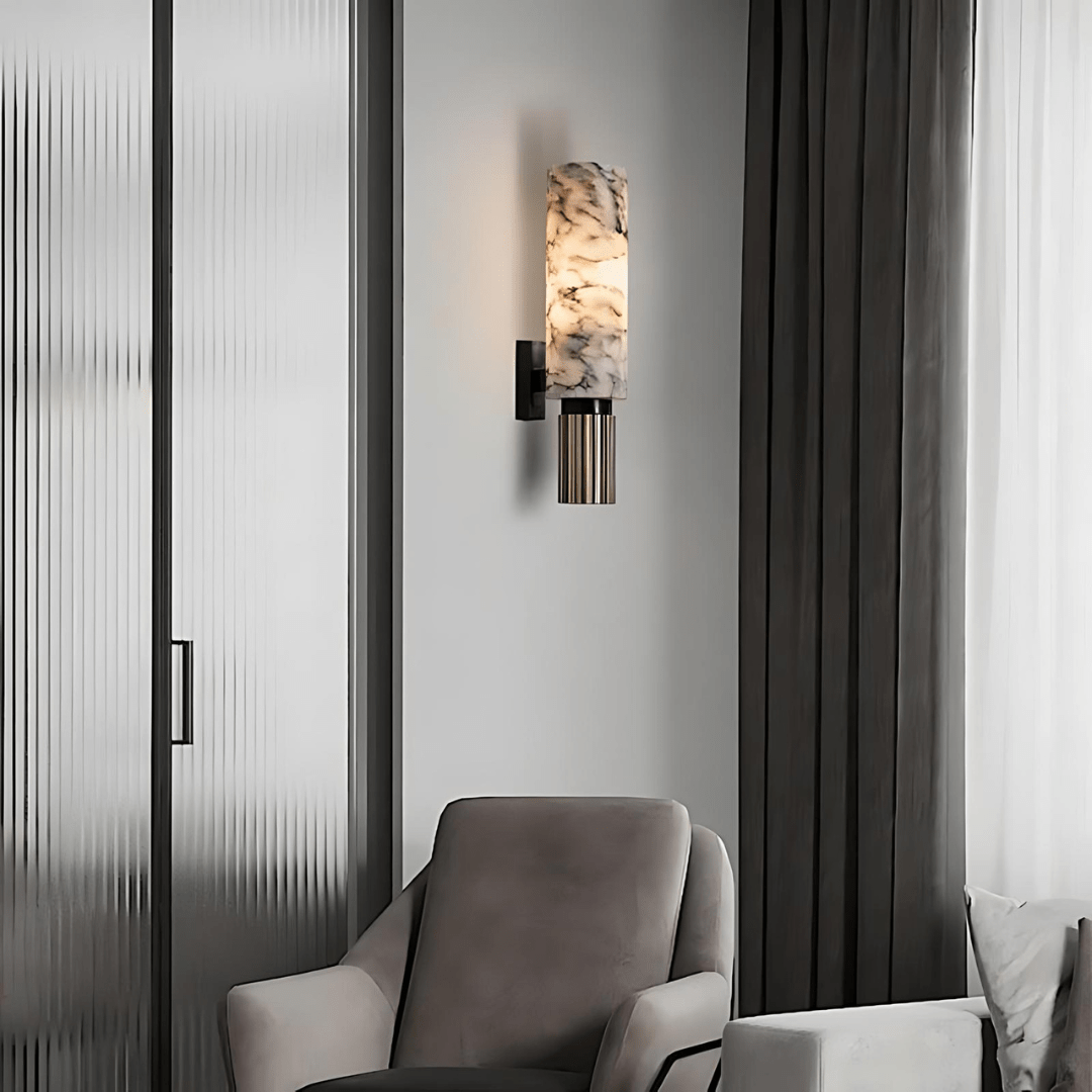 Verona Marble Copper Wall Light With LED Downward Shade By Astrae