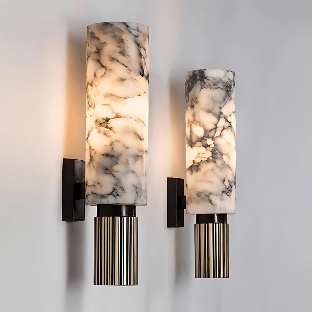 Verona Marble Copper Wall Light With LED Downward Shade By Astrae