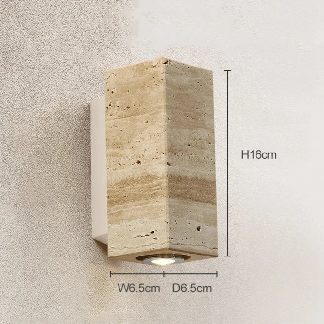 Solara Terra Wall Lamp Travertine And Wood Warm White LED